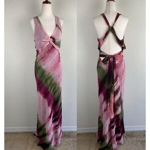 Vtg Maria Bonita L Maxi Evening Gown Backless Babydoll Y2k Fairy Tie Dye
